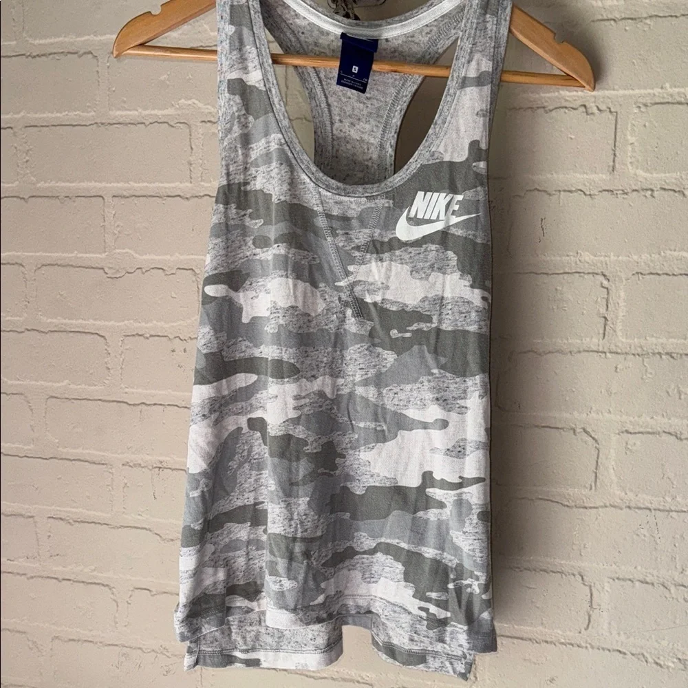 Nike tank top camouflage camo small cotton poly blend